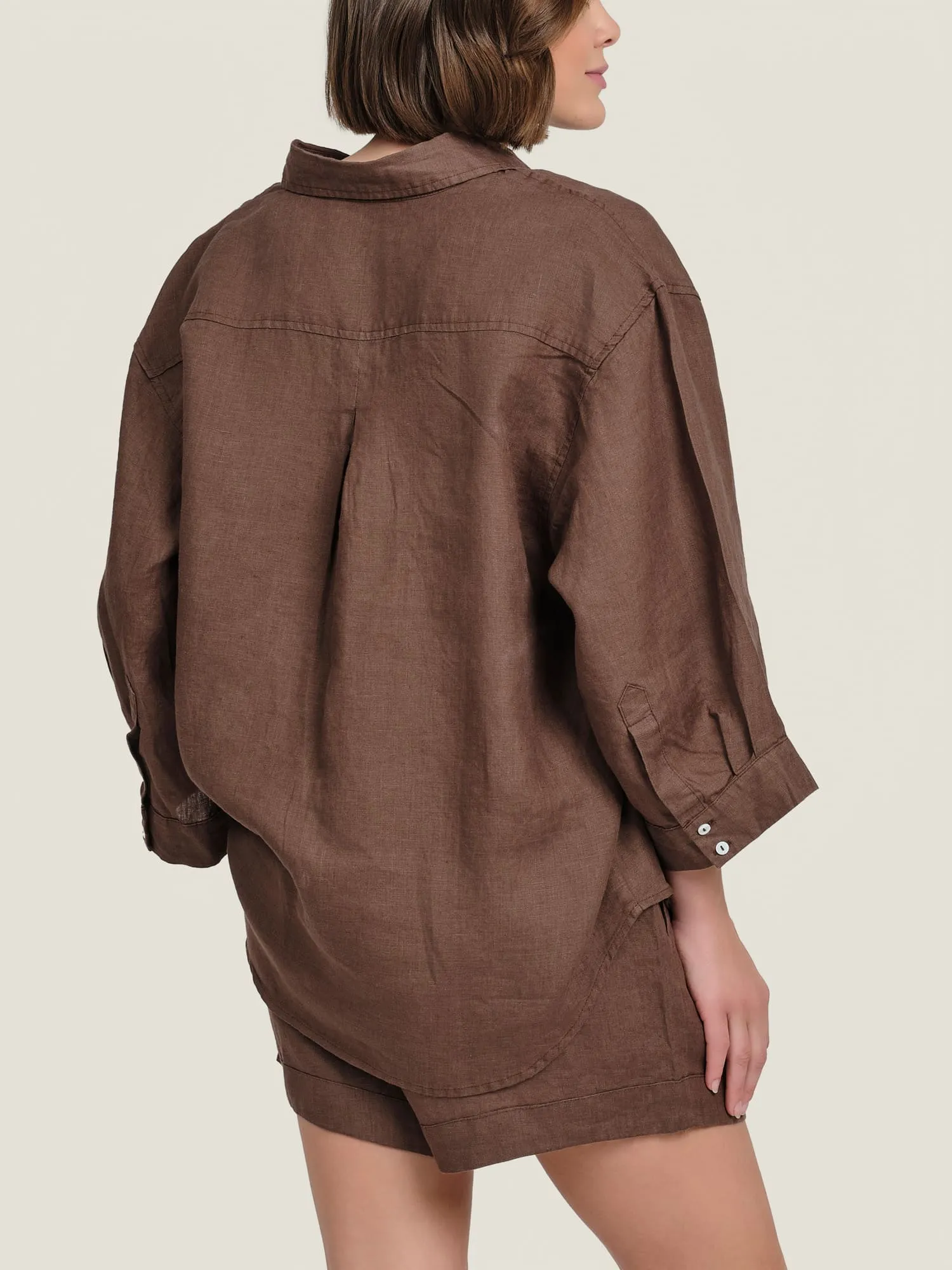 100% Linen shirt in Chocolate