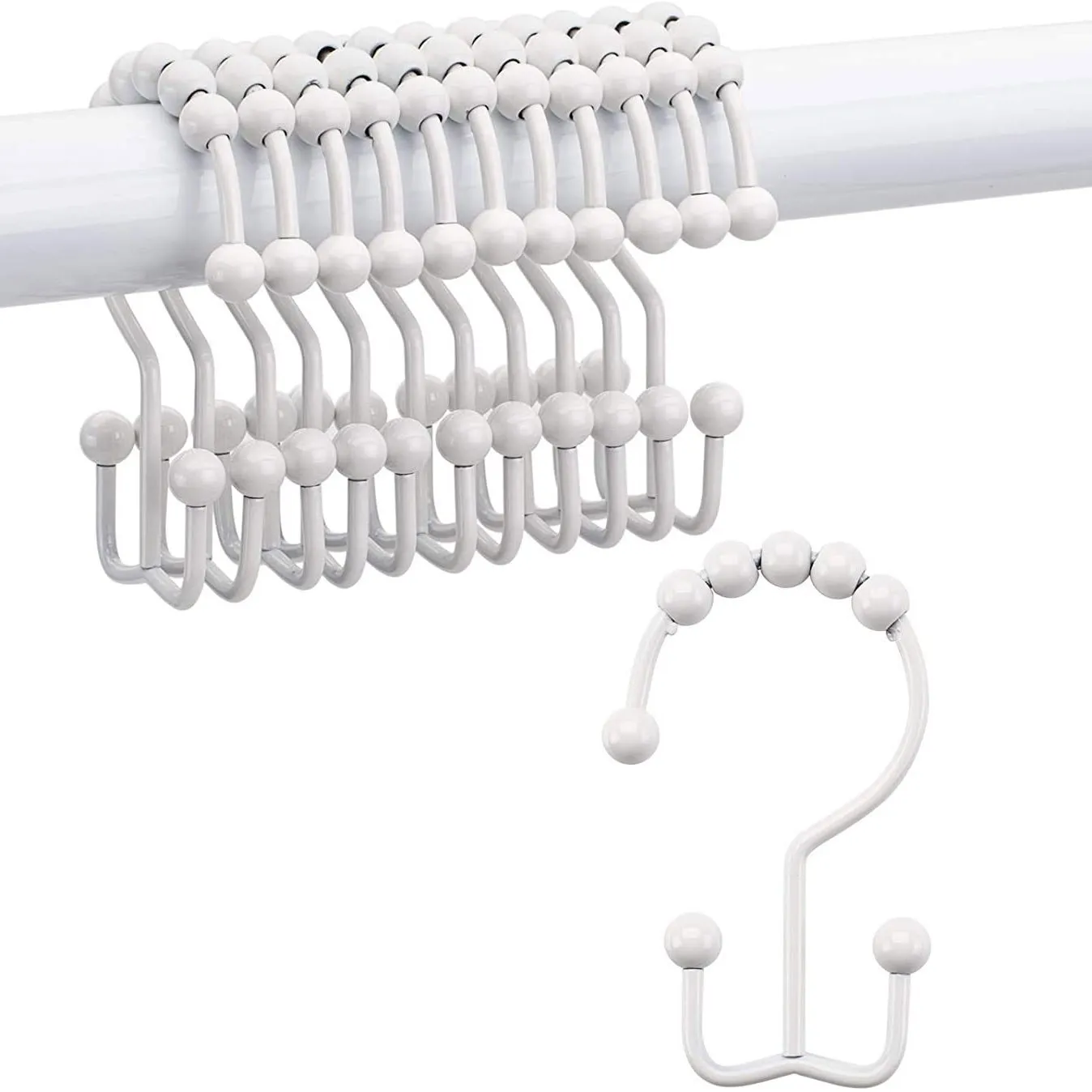 12-Piece Set: Titanker Shower Curtain Hooks Rings