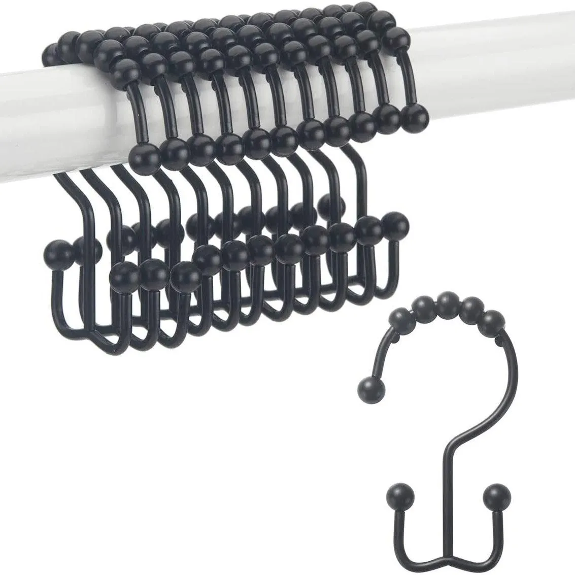 12-Piece Set: Titanker Shower Curtain Hooks Rings