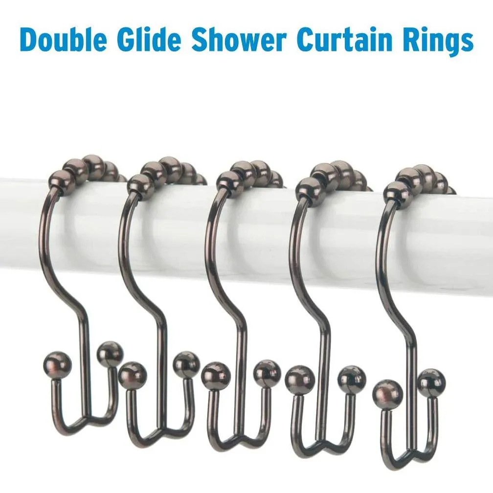 12-Piece Set: Titanker Shower Curtain Hooks Rings