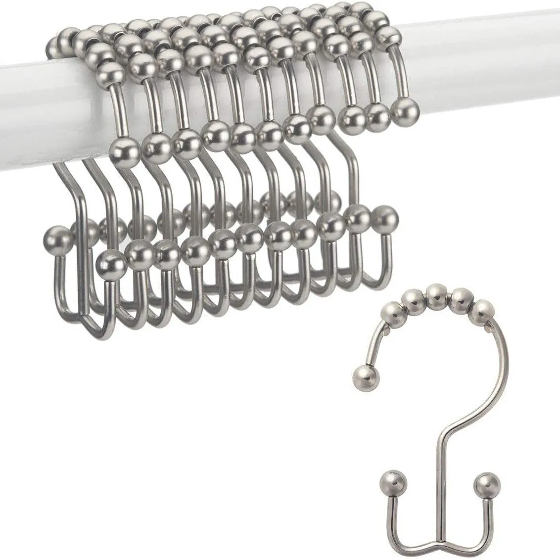 12-Piece Set: Titanker Shower Curtain Hooks Rings