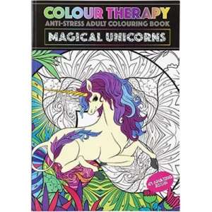 A4 Unicorn Colouring Book - Colour Therapy Relaxing Adult Colouring Book