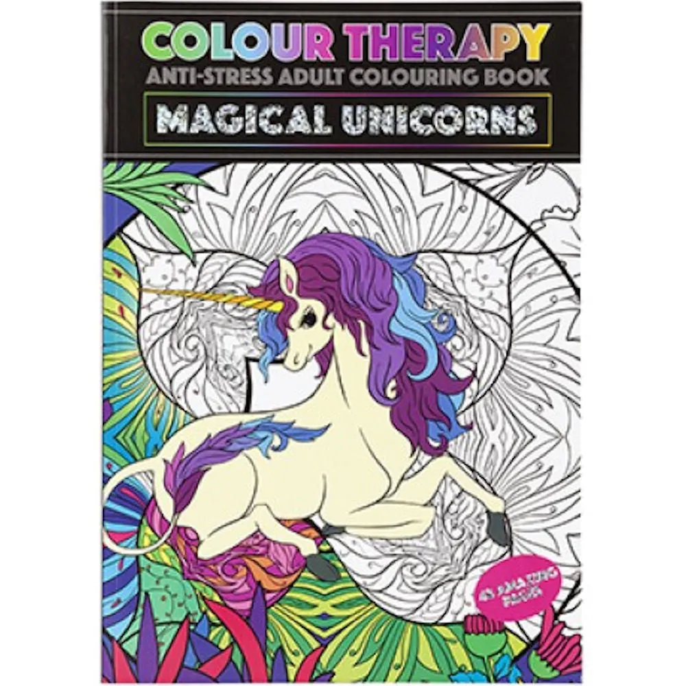 A4 Unicorn Colouring Book - Colour Therapy Relaxing Adult Colouring Book