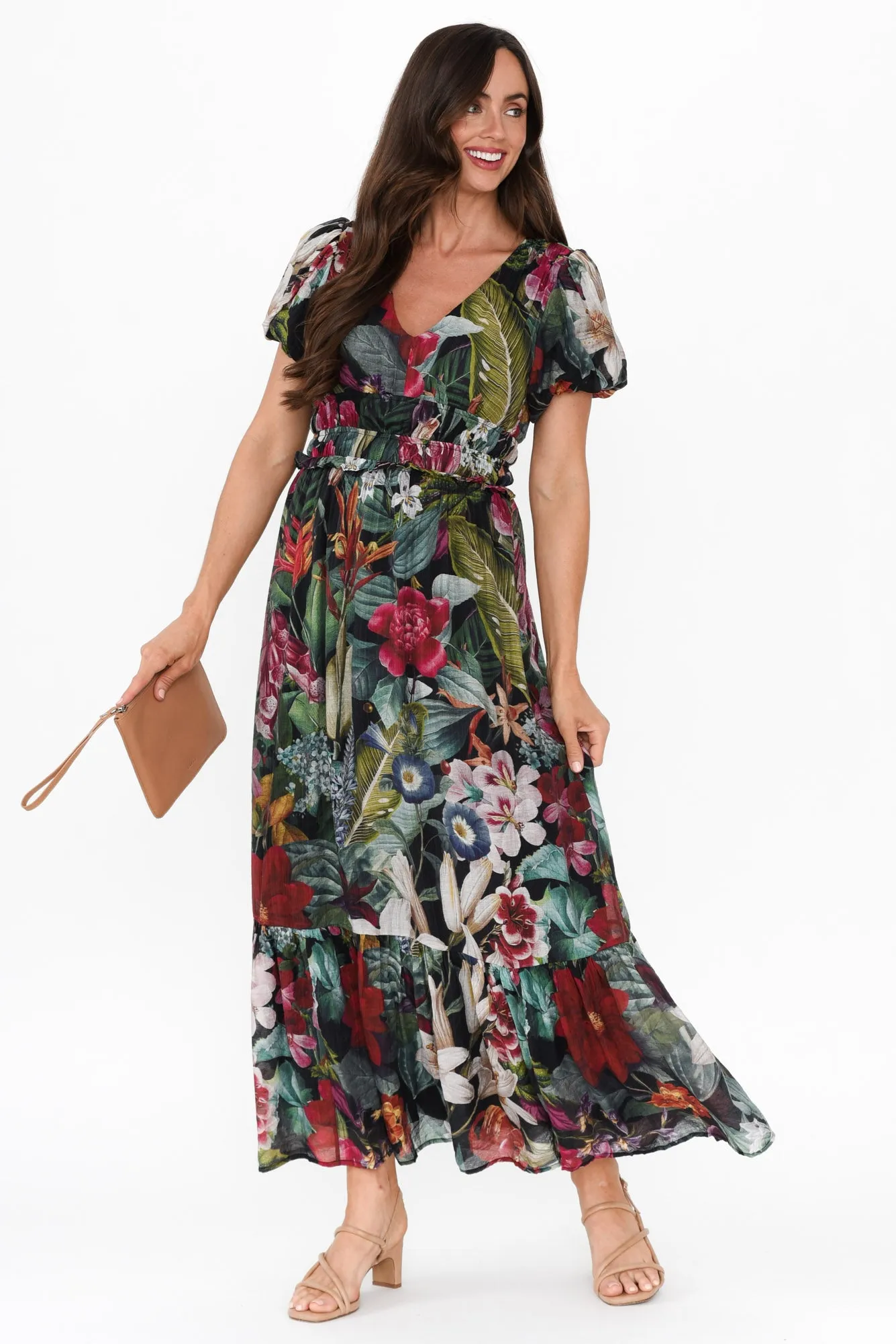 Ally Green Floral Maxi Dress