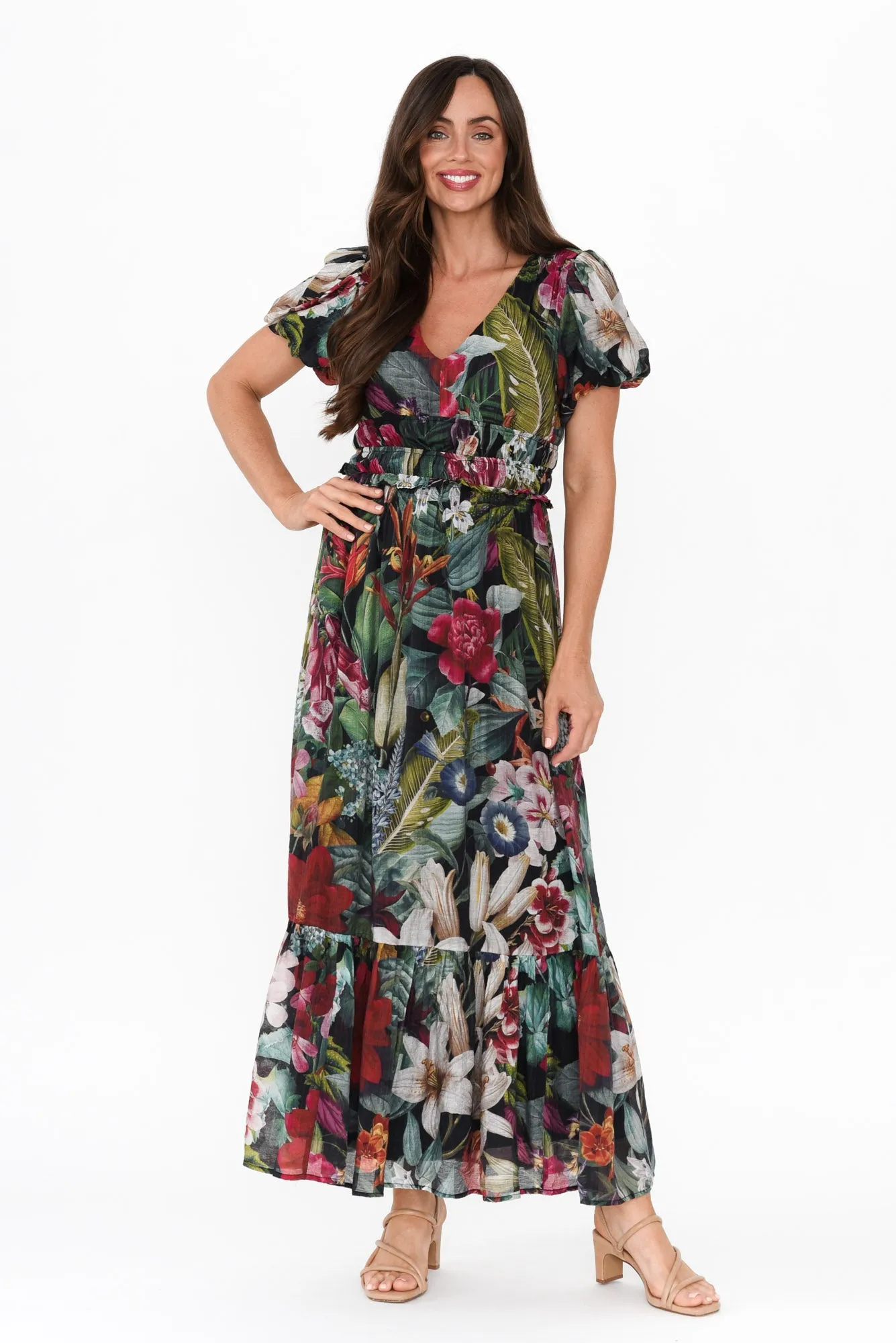 Ally Green Floral Maxi Dress