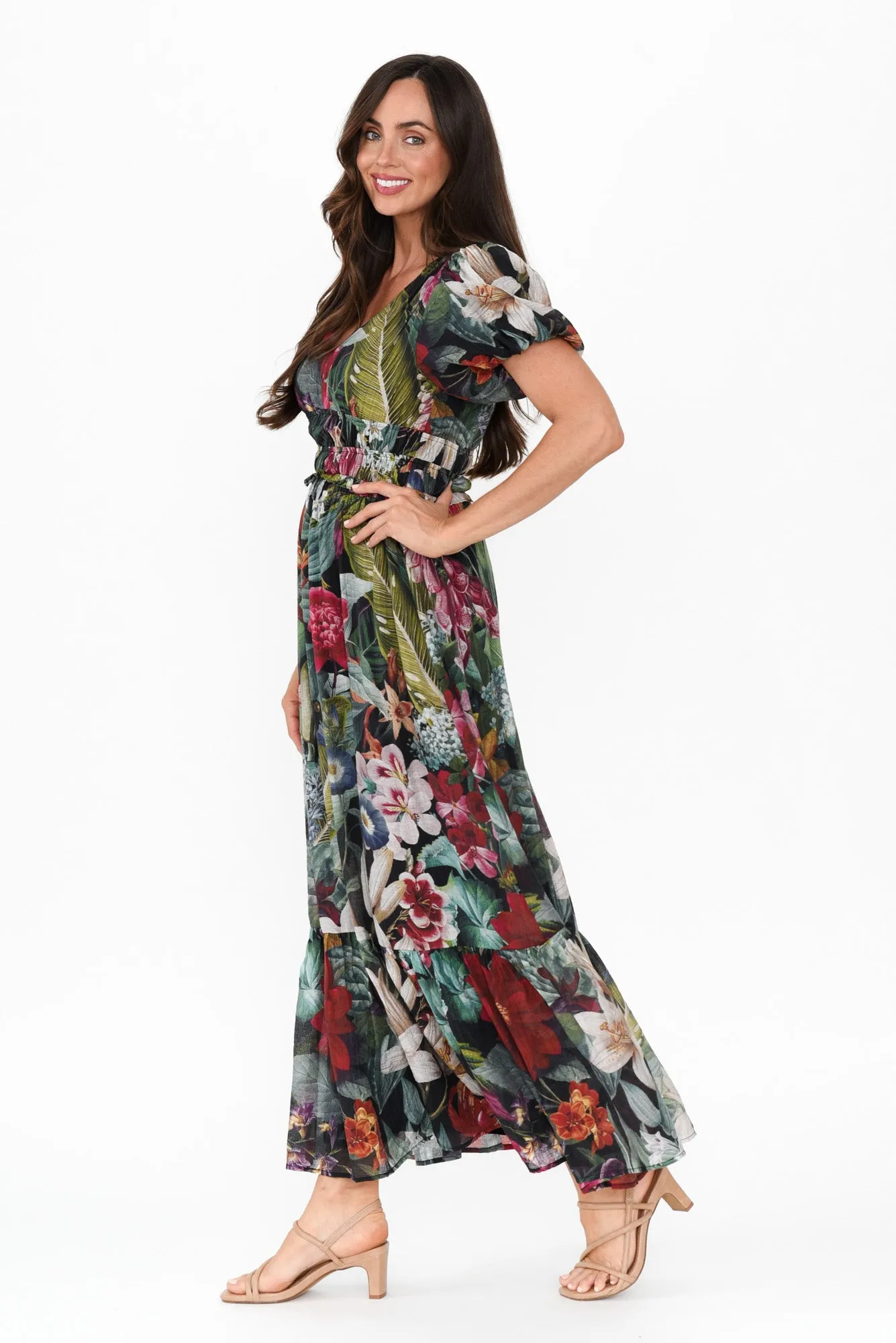 Ally Green Floral Maxi Dress