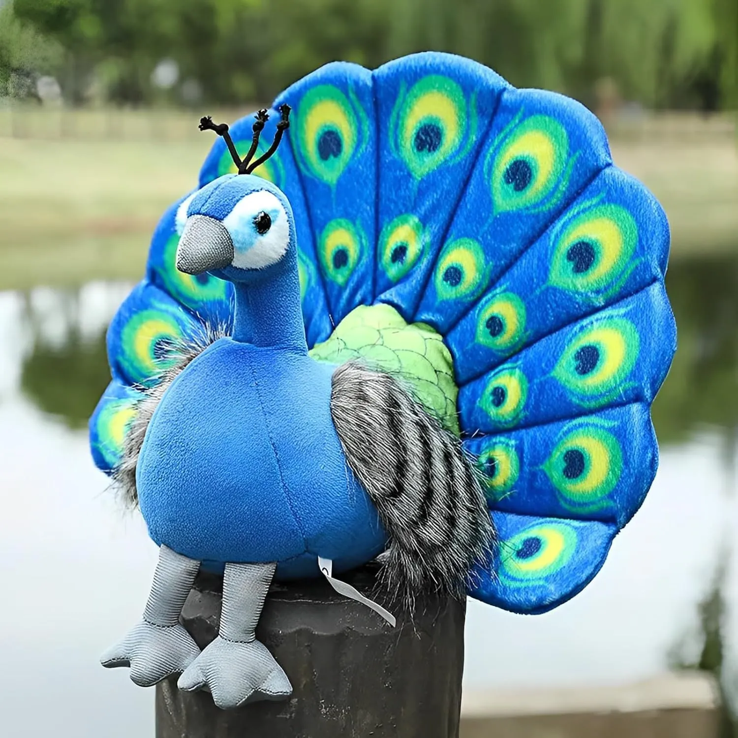 Beautiful Peacock Bird Soft Stuffed Plush Toy for Kids Boys & Girls Birthday Gift (Size: 30 cm; Color: Blue)