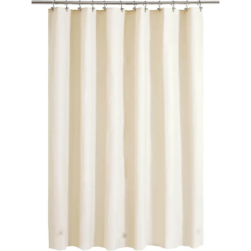 Beige Shower Curtain Liner - Lightweight Shower Curtain With Magnets, Metal Grommets