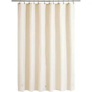 Beige Shower Curtain Liner - Lightweight Shower Curtain With Magnets, Metal Grommets