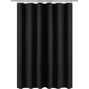 Black Shower Curtain Liner - Lightweight Shower Curtain With Magnets, Metal Grommets