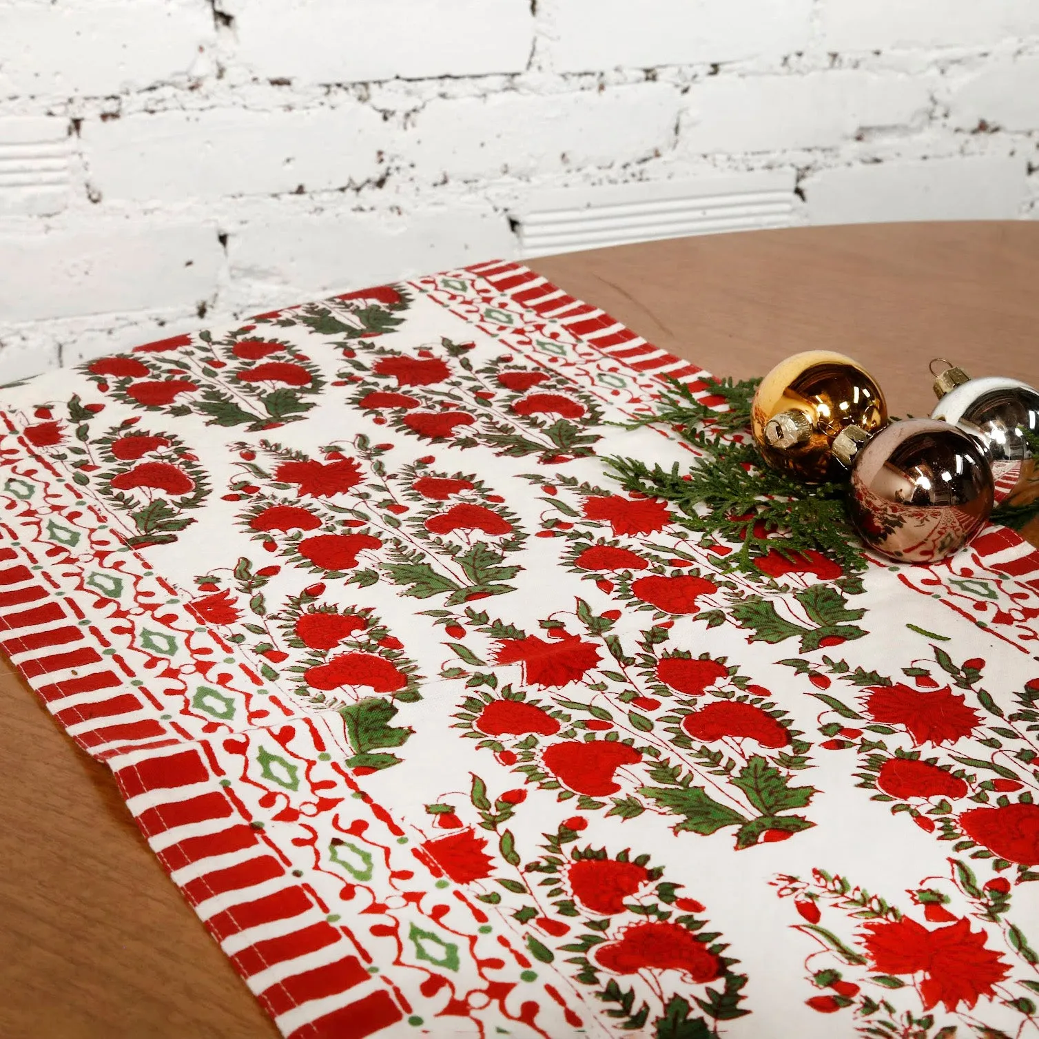 Block Print Runner / Festive Garden 13" x 60"