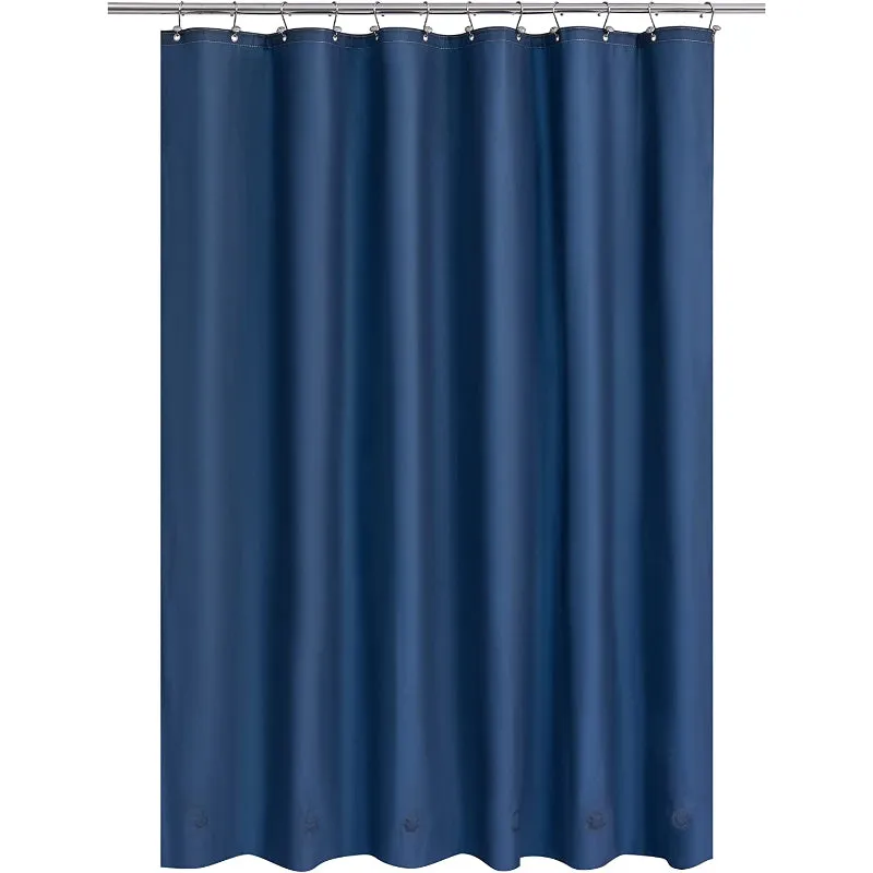 Blue Shower Curtain Liner - Lightweight Shower Curtain With Magnets, Metal Grommets