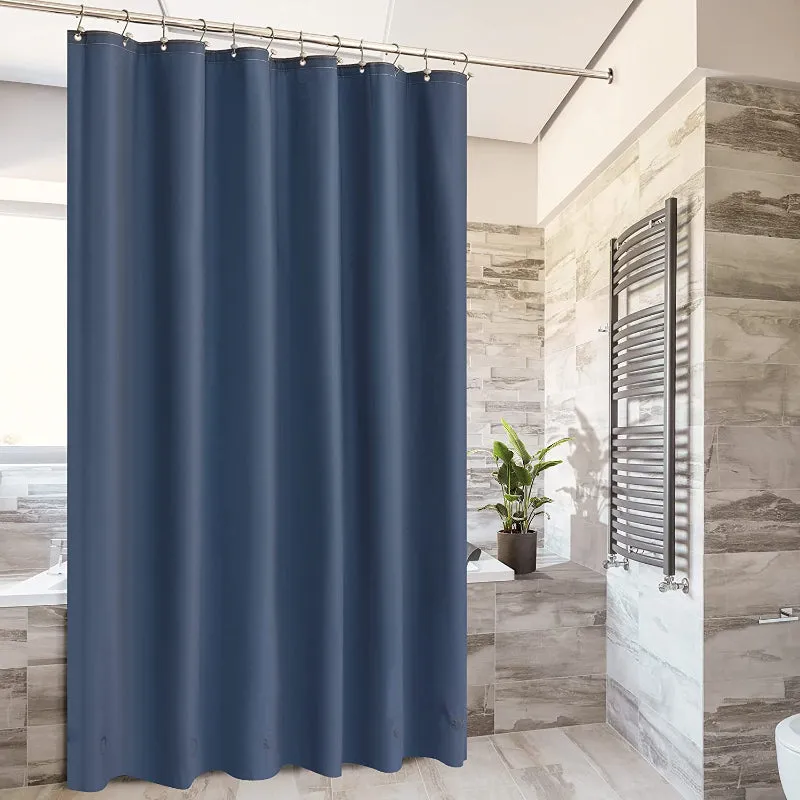 Blue Shower Curtain Liner - Lightweight Shower Curtain With Magnets, Metal Grommets