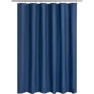 Blue Shower Curtain Liner - Lightweight Shower Curtain With Magnets, Metal Grommets