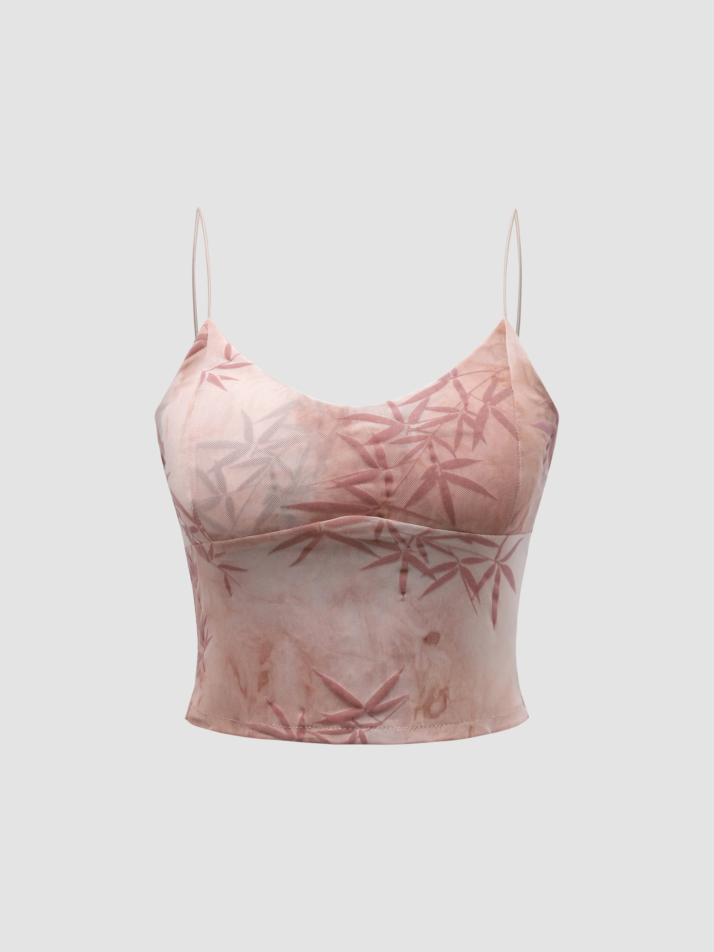 Botanical Print Mesh Cami Top