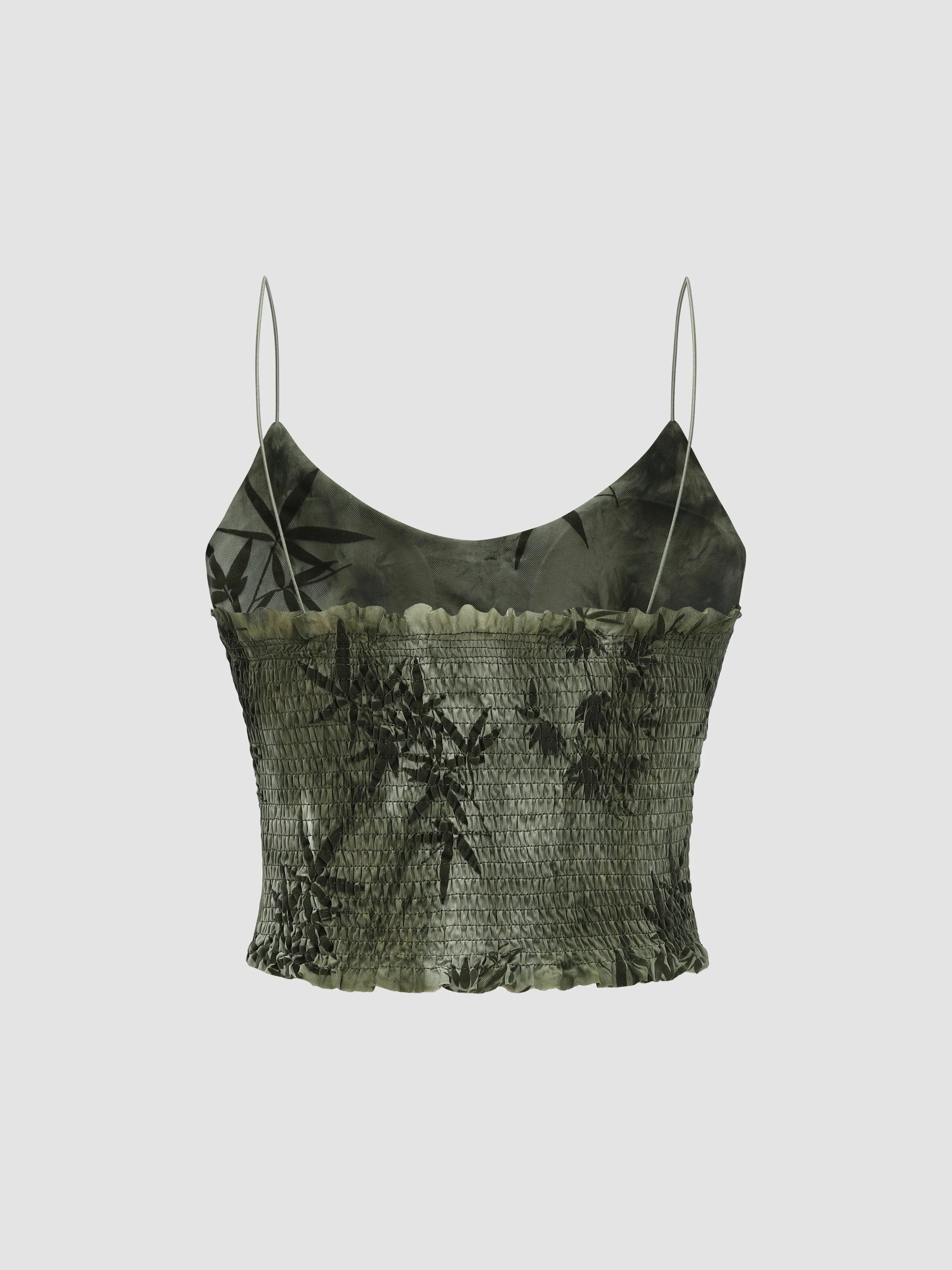 Botanical Print Mesh Cami Top