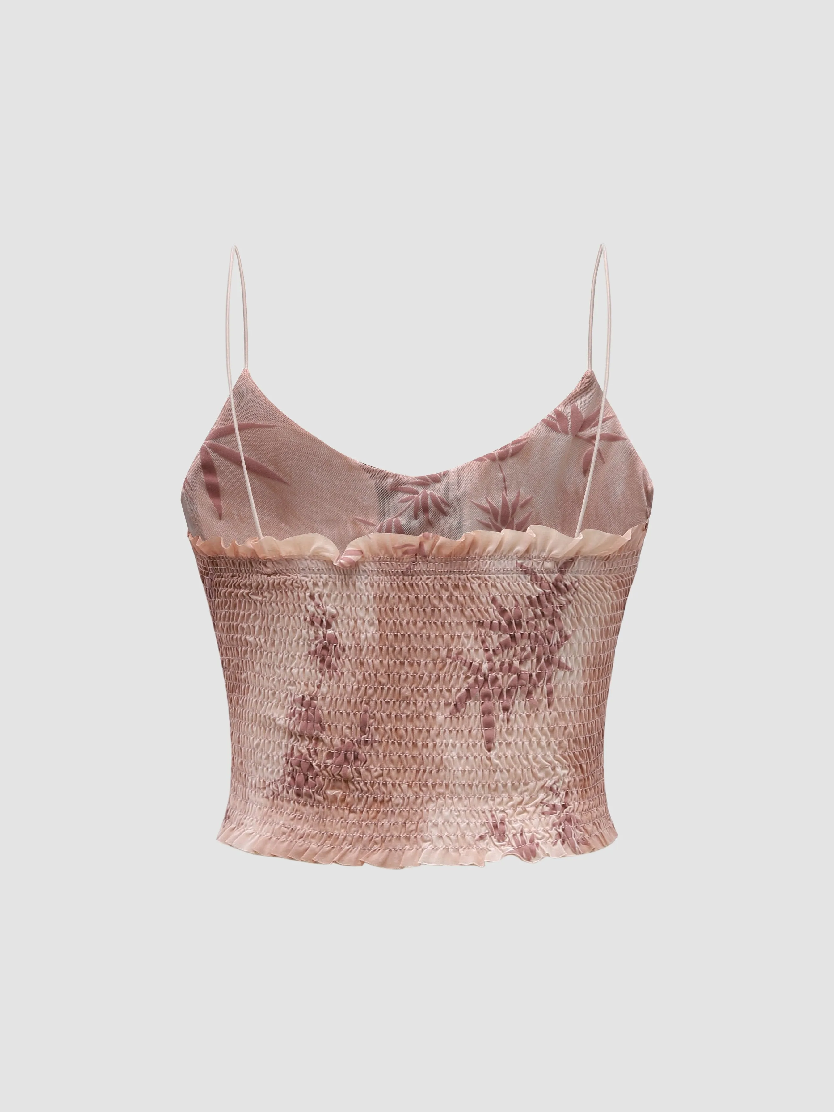 Botanical Print Mesh Cami Top