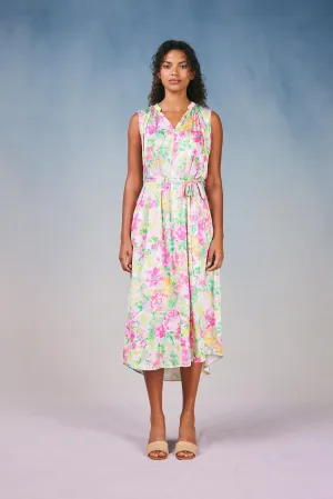 Botanical Watercolor Midi Dress