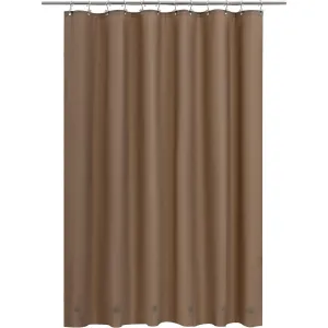 Brown Shower Curtain Liner - Lightweight Shower Curtain With Magnets, Metal Grommets