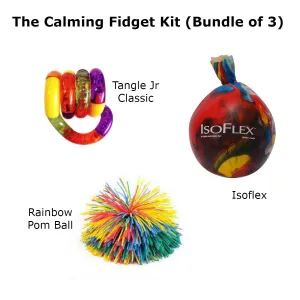 Calming Fidget Kit (Bundle of Isoflex, Tangle Jr. Classic, & Rainbow Pom Ball)