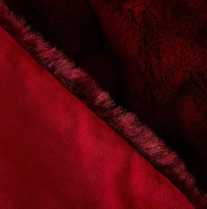 Cassilda Luxury Red Chinchilla Faux Fur Throw Blanket