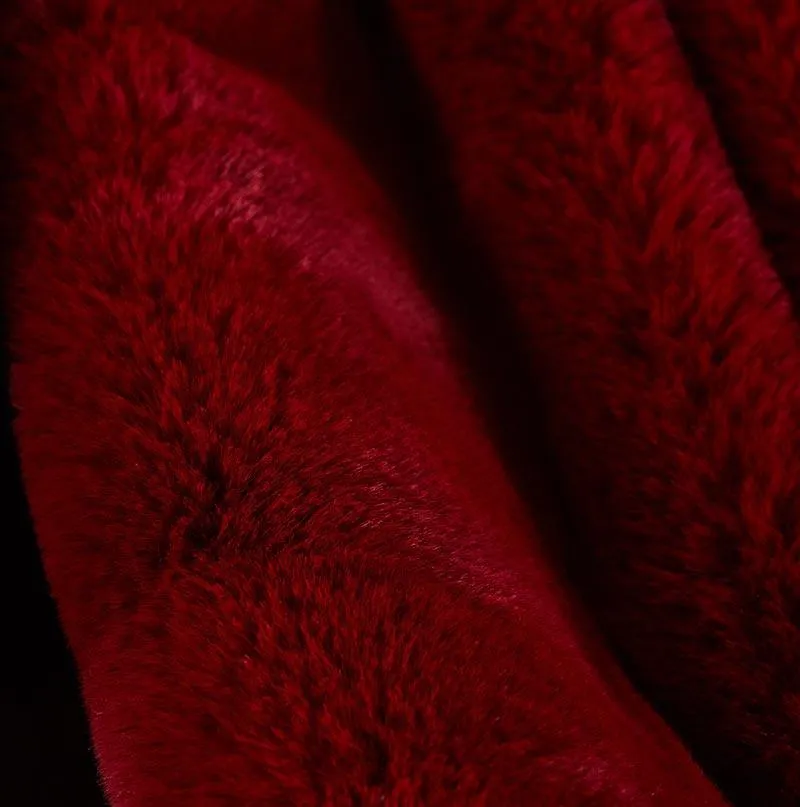 Cassilda Luxury Red Chinchilla Faux Fur Throw Blanket