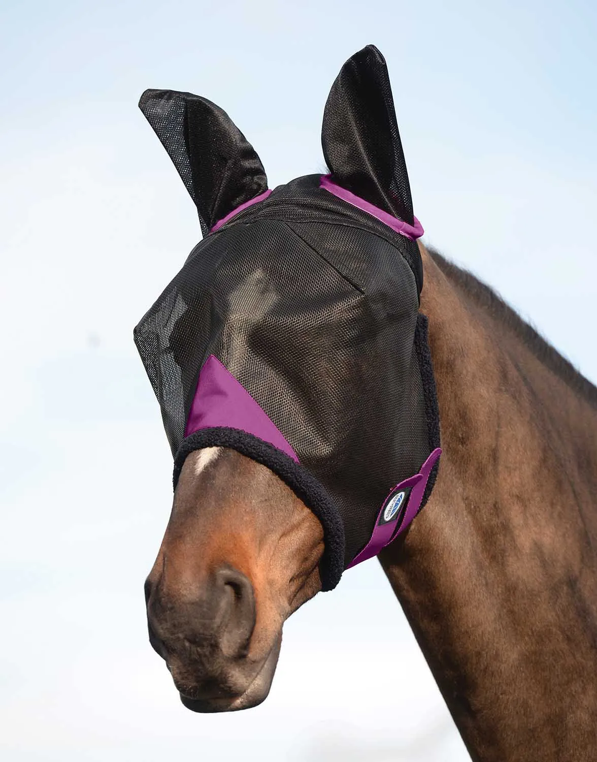 ComFITec Durable Mesh Fly Mask w/ Ears, Black/Purple