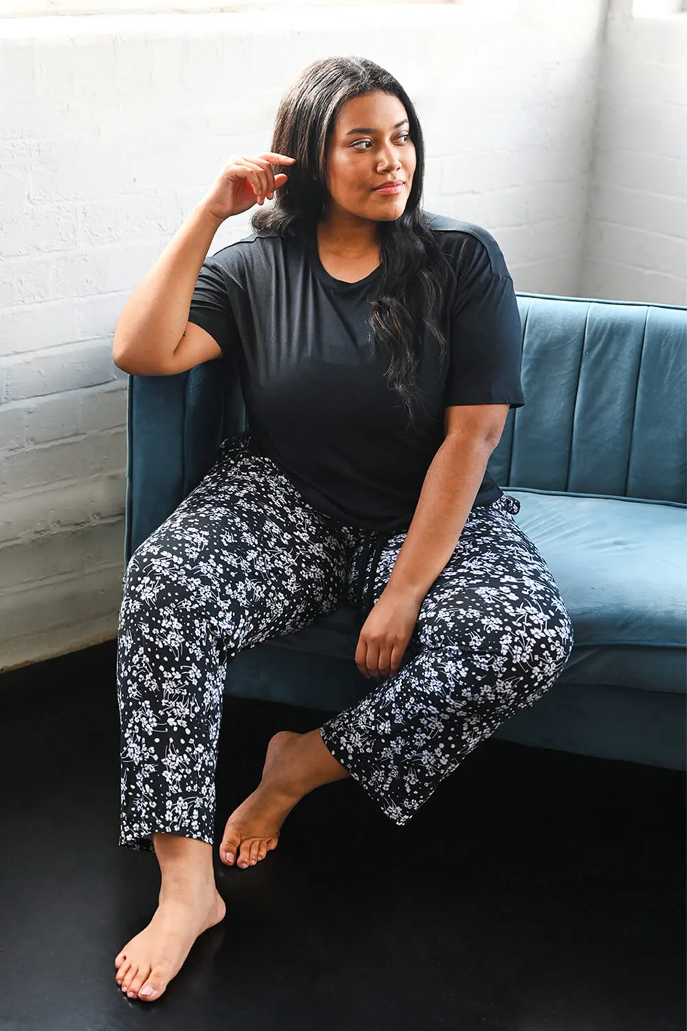 Curve Soft Touch Pyjama Set - Black Floral