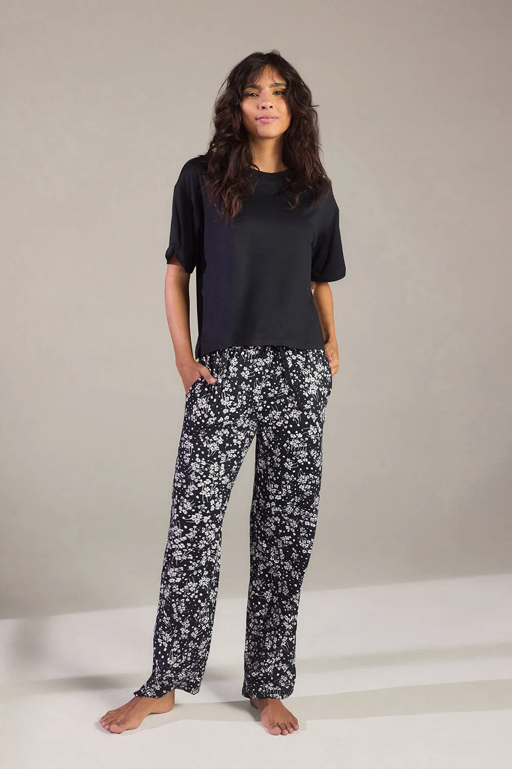 Curve Soft Touch Pyjama Set - Black Floral