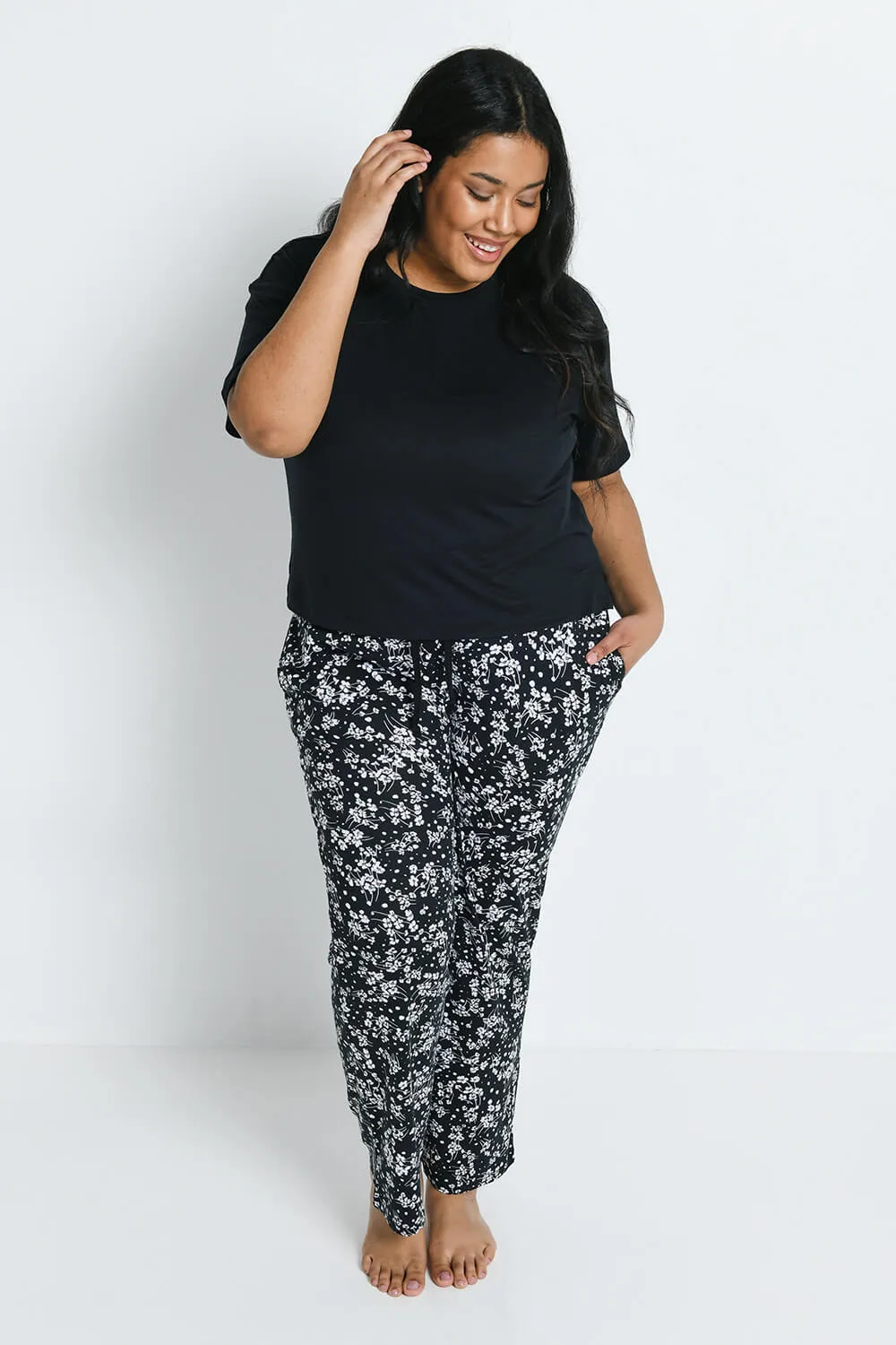 Curve Soft Touch Pyjama Set - Black Floral