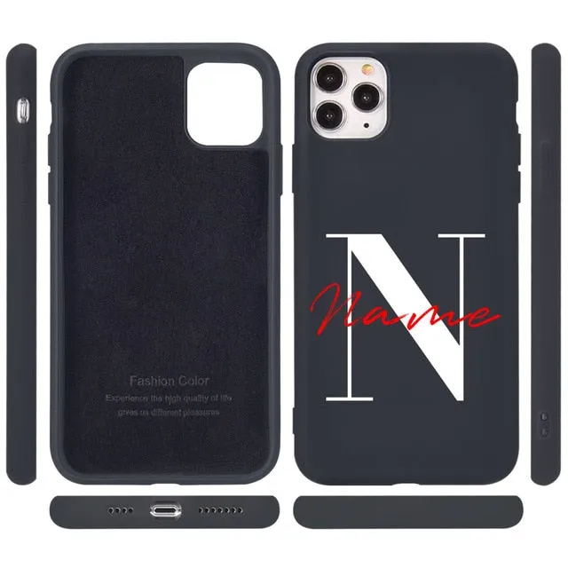 Custom Capital Letter & Name Silicone Phone Case For iPhone