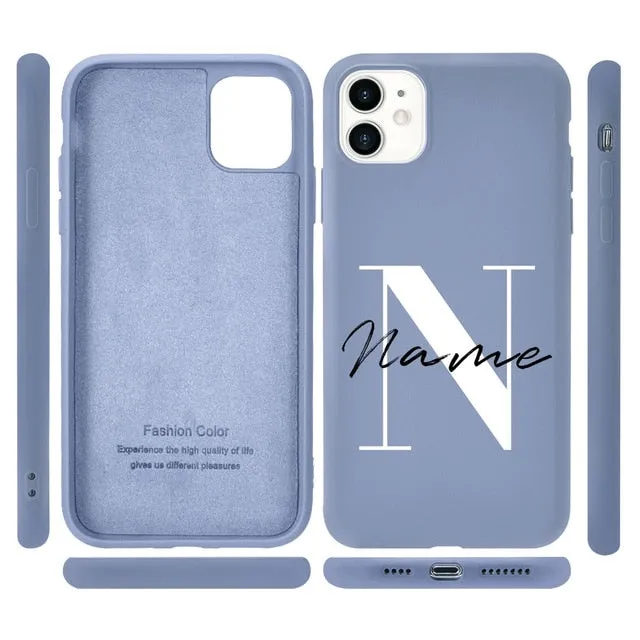 Custom Capital Letter & Name Silicone Phone Case For iPhone