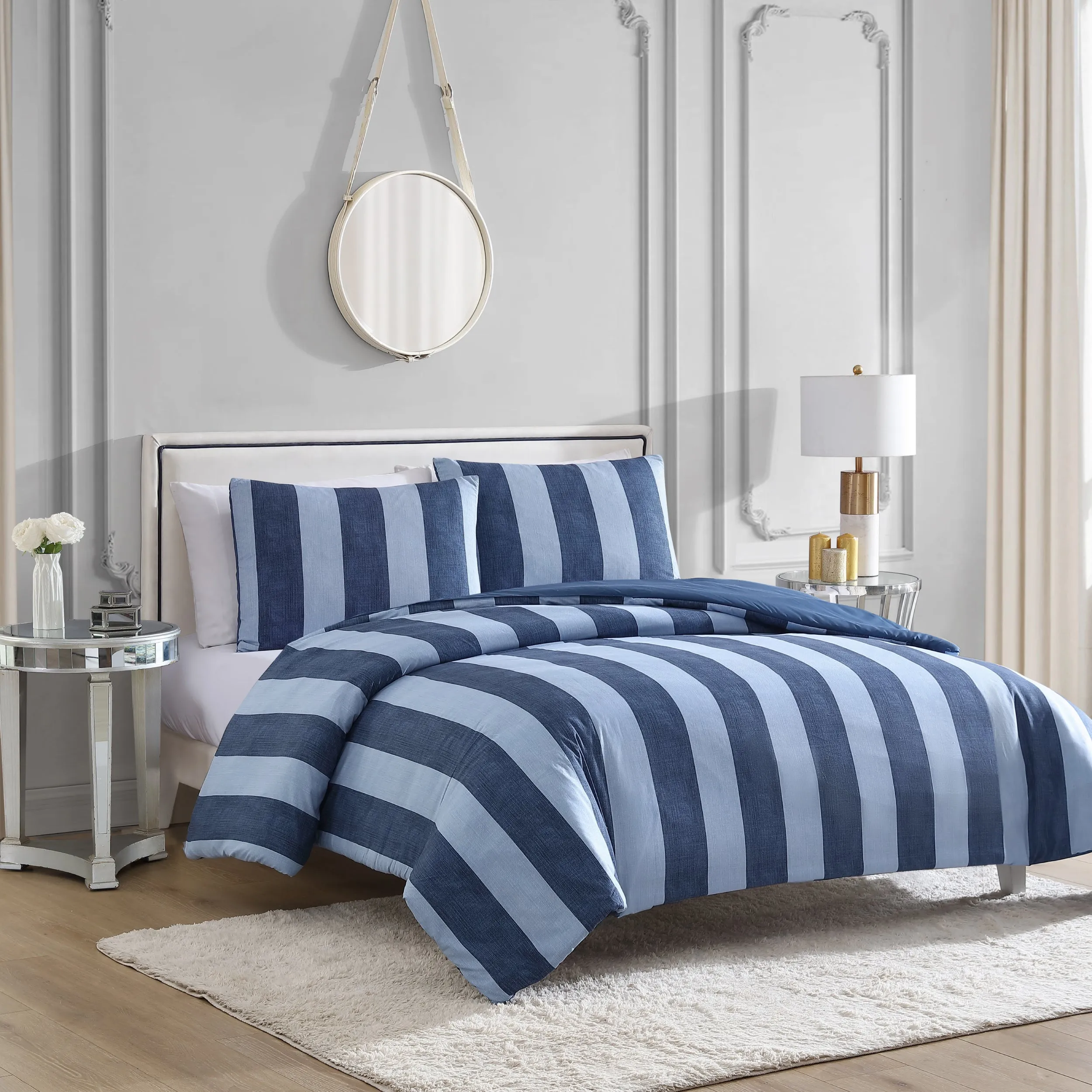 Denim Stripe Reversible Comforter Set