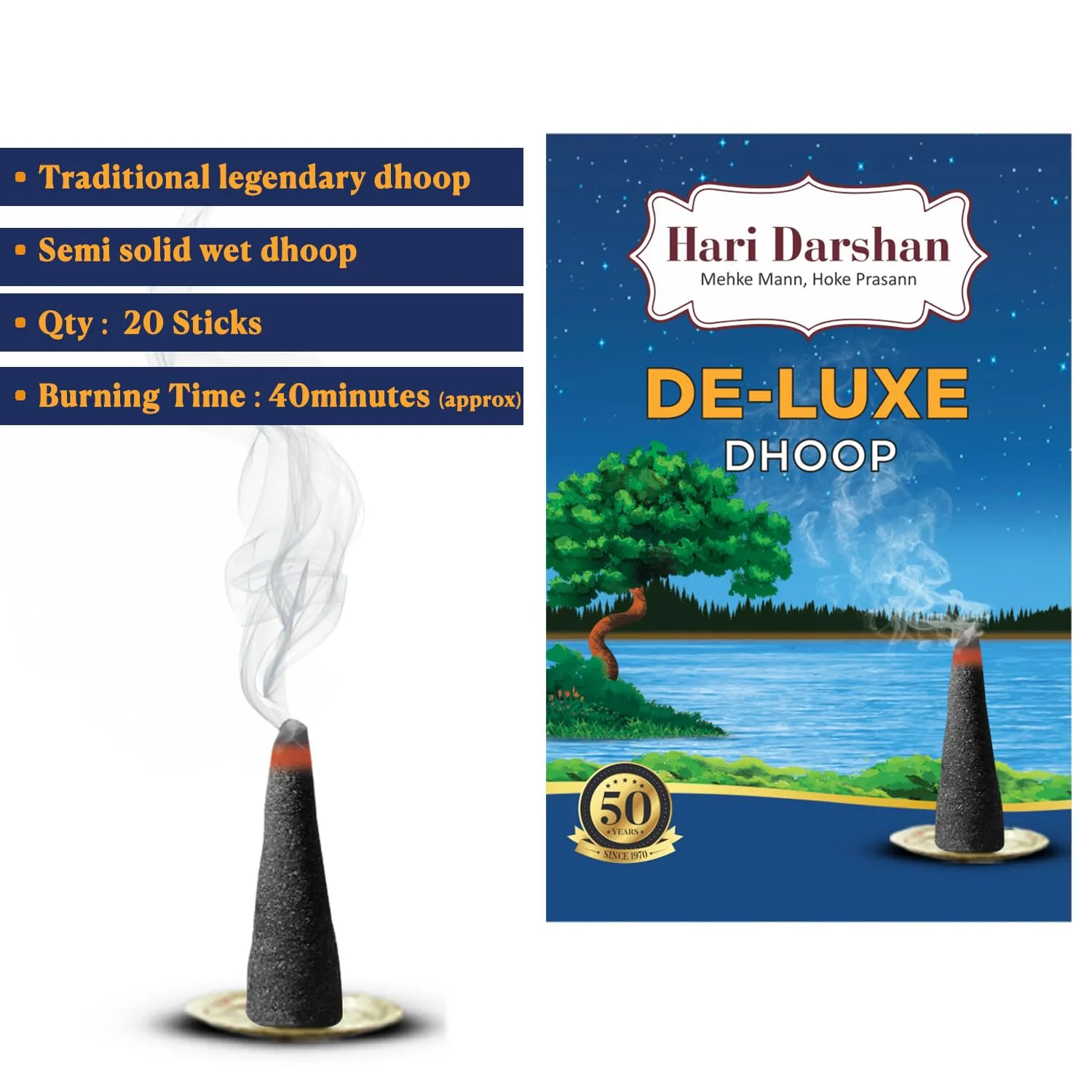 Hari Darshan Deluxe Dhoop - 240 Sticks | Non-Toxic Herbal Wet Dhoop | Pack of 12-20 Sticks in Each