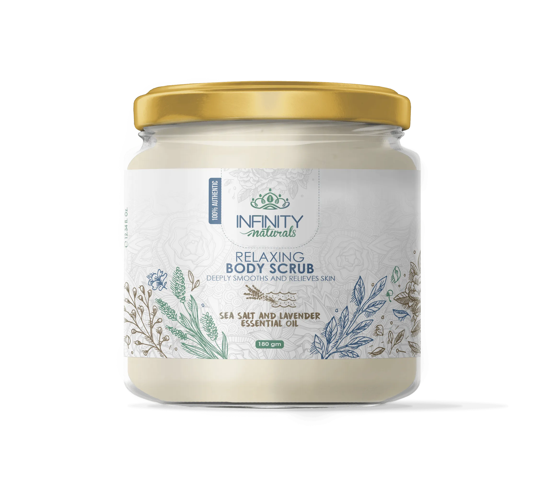 Infinity Naturals Relaxing  Body Scrub Sea Salt & Lavender Essential Oil