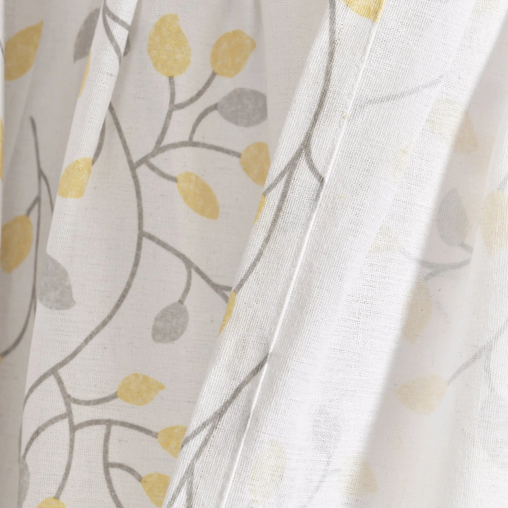 Linen Button Botanical Garden Window Curtain Panel