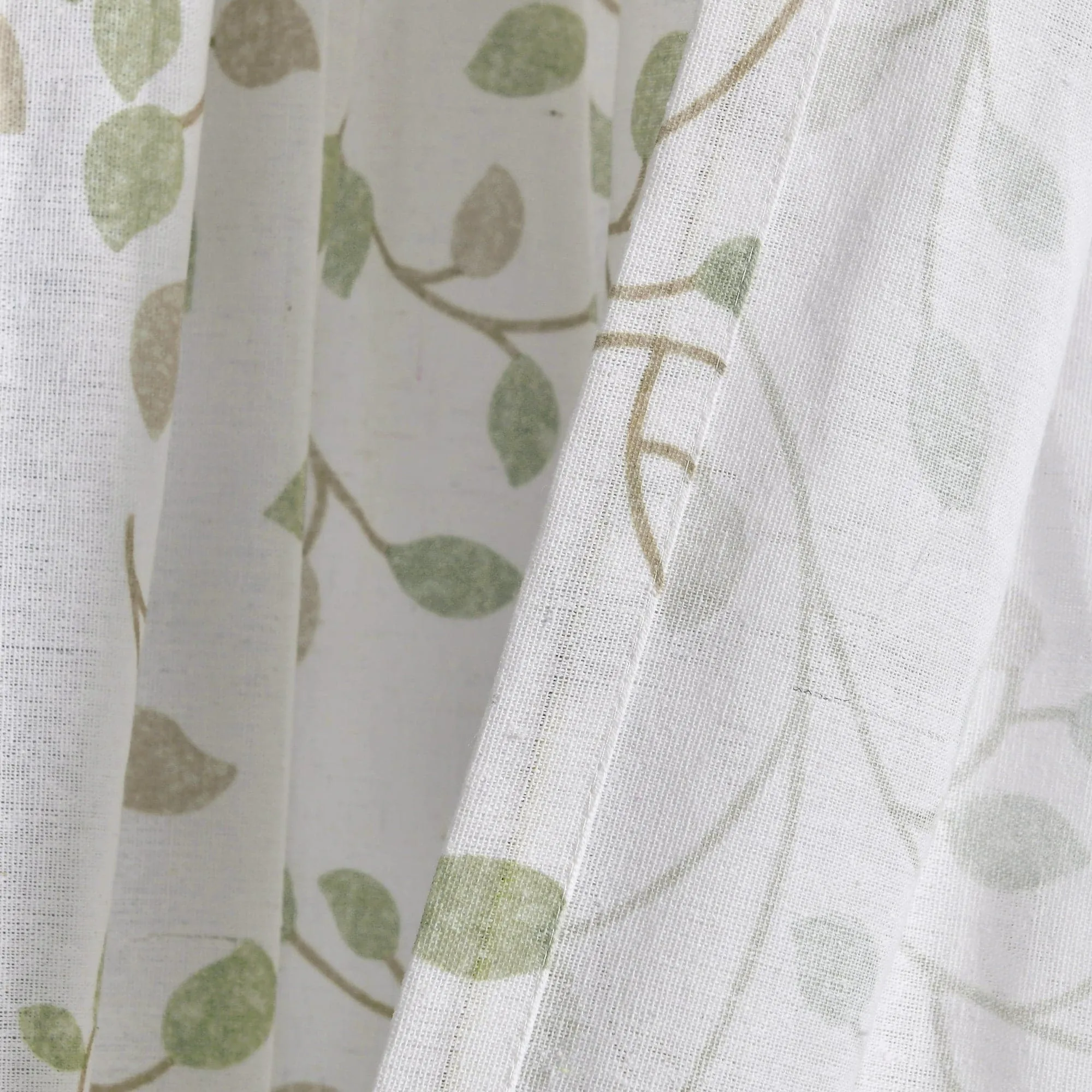 Linen Button Botanical Garden Window Curtain Panel