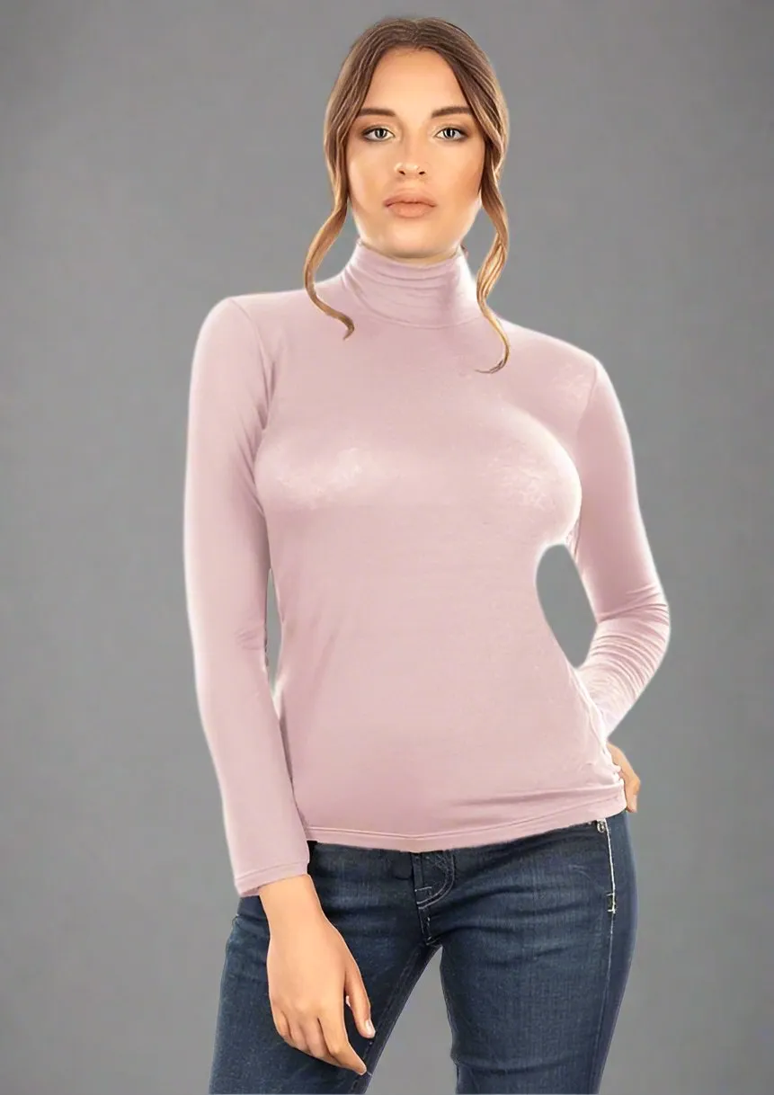 Luxurious Italian Modal Cashmere Blend Mock Neck Top