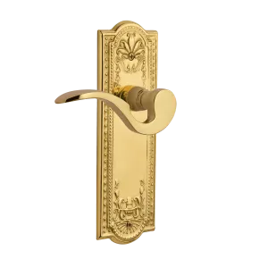 Meadows Long Plate with Manor Lever in Unlacquered Brass