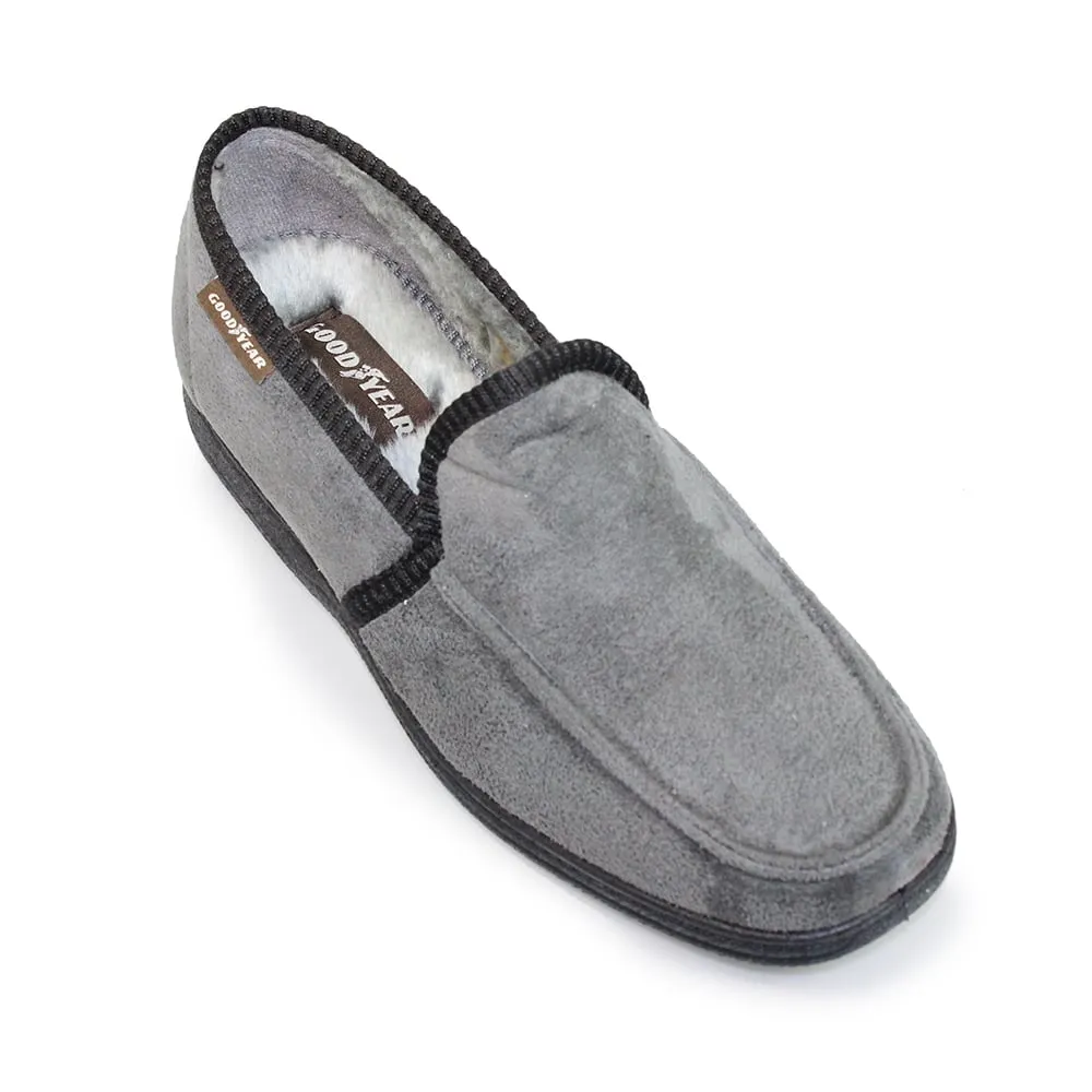 Mens Bedroom Slippers Grey Eden Goodyear Size 6 to 11