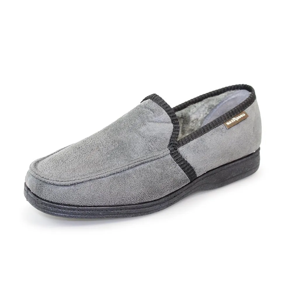 Mens Bedroom Slippers Grey Eden Goodyear Size 6 to 11