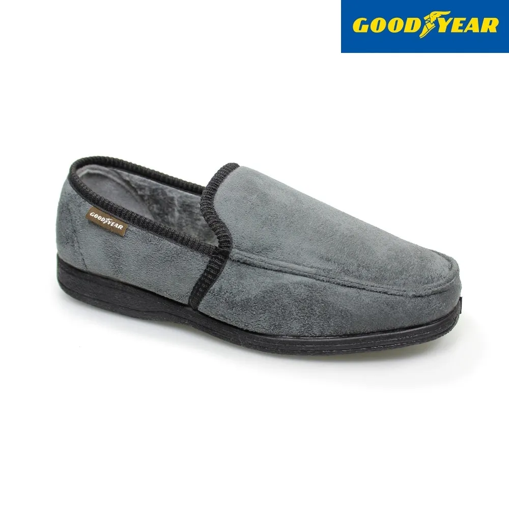 Mens Bedroom Slippers Grey Eden Goodyear Size 6 to 11