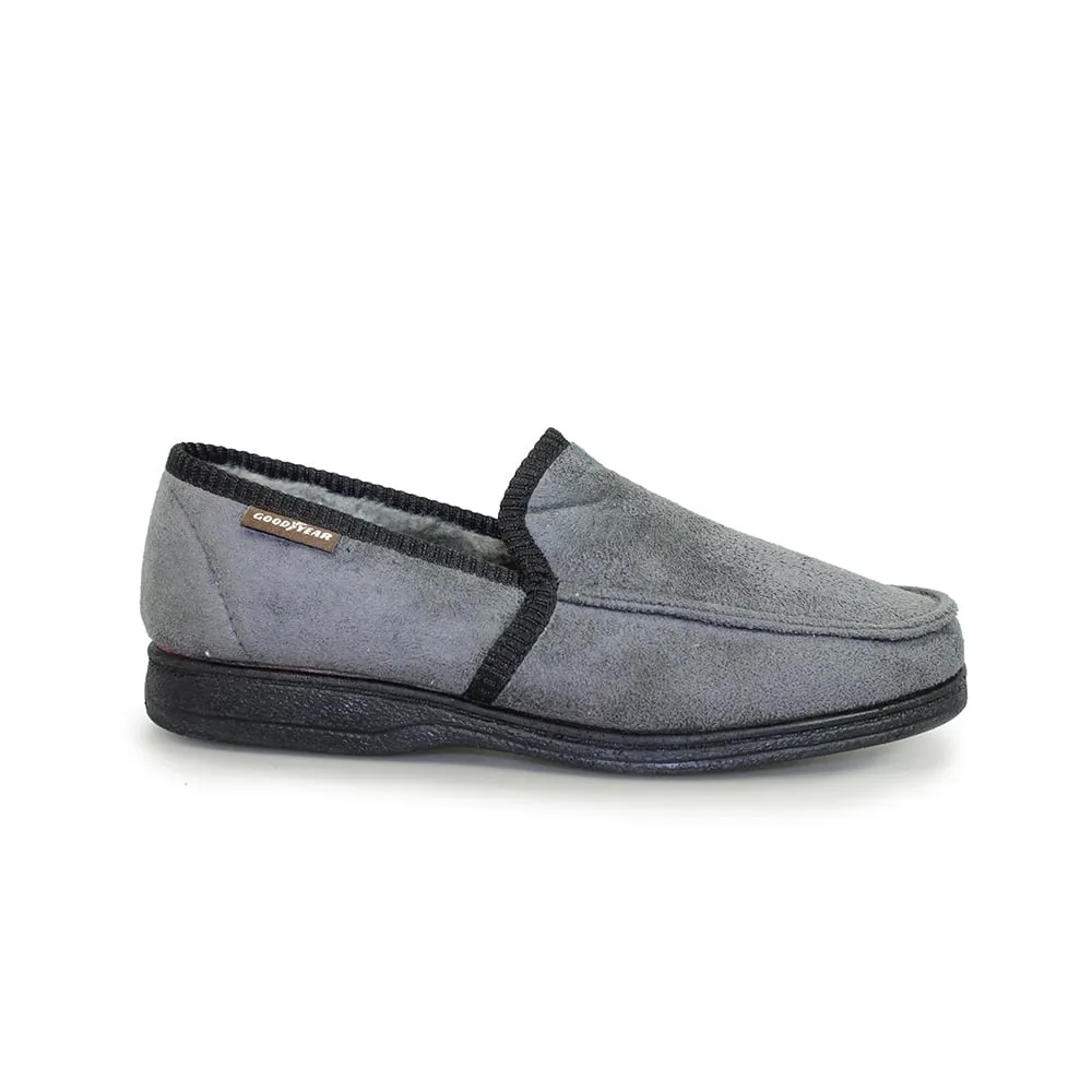 Mens Bedroom Slippers Grey Eden Goodyear Size 6 to 11