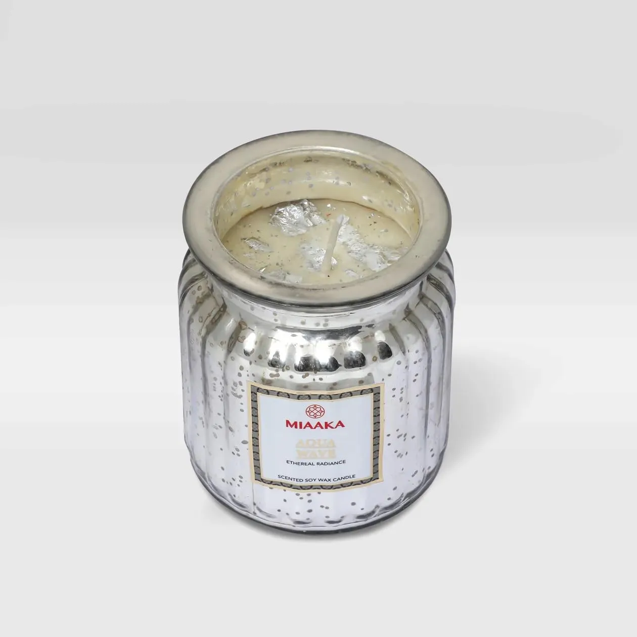 MIAAKA Ethereal Radiance Fluted Glass Jar Hand Poured Scented Candle Aqua Wave Fragrance 435gm