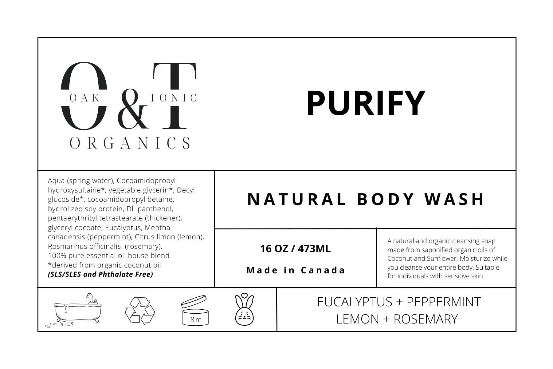 Oak & Tonic Organics | Purify Body Wash