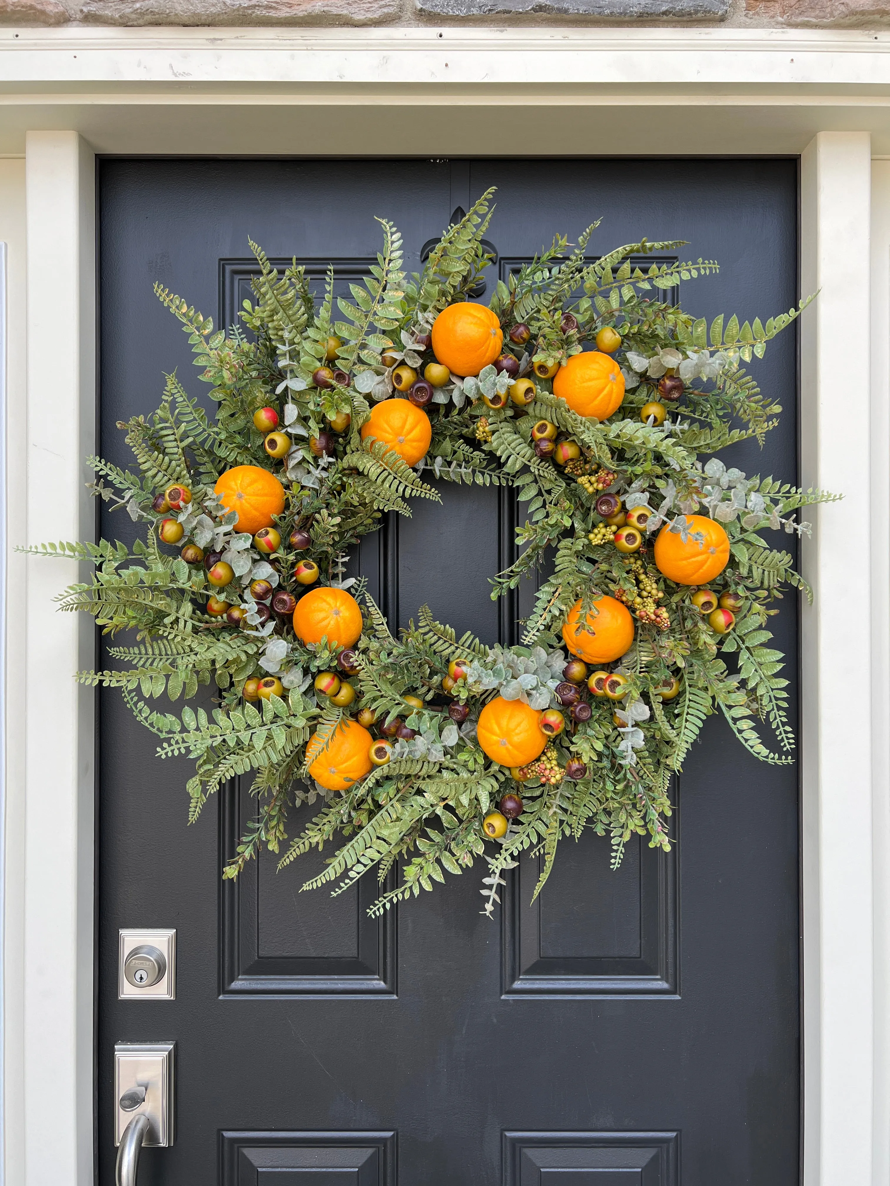 Orange Citrus Grove Wreath for Front Door with Life-Size Fruit