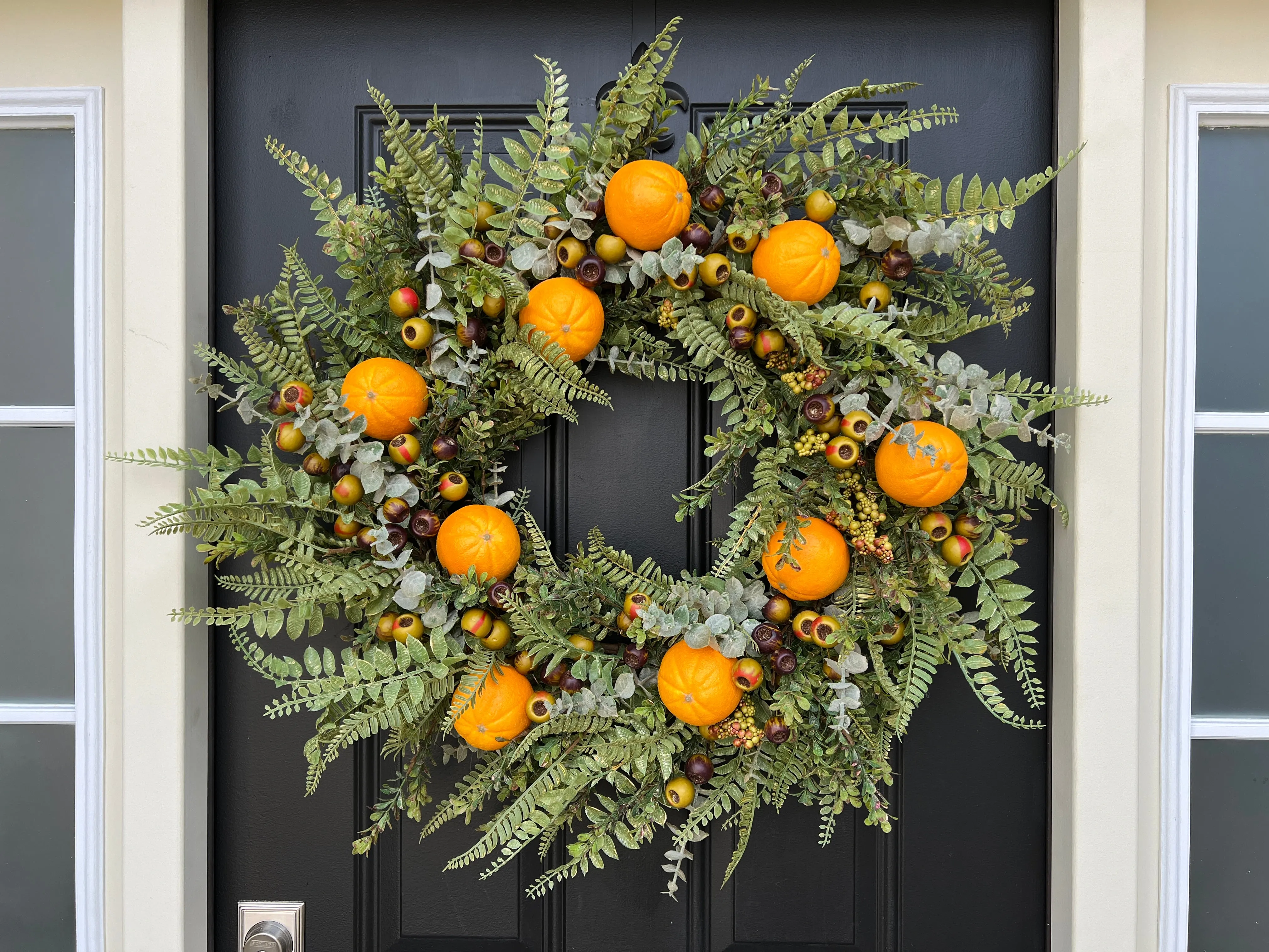 Orange Citrus Grove Wreath for Front Door with Life-Size Fruit