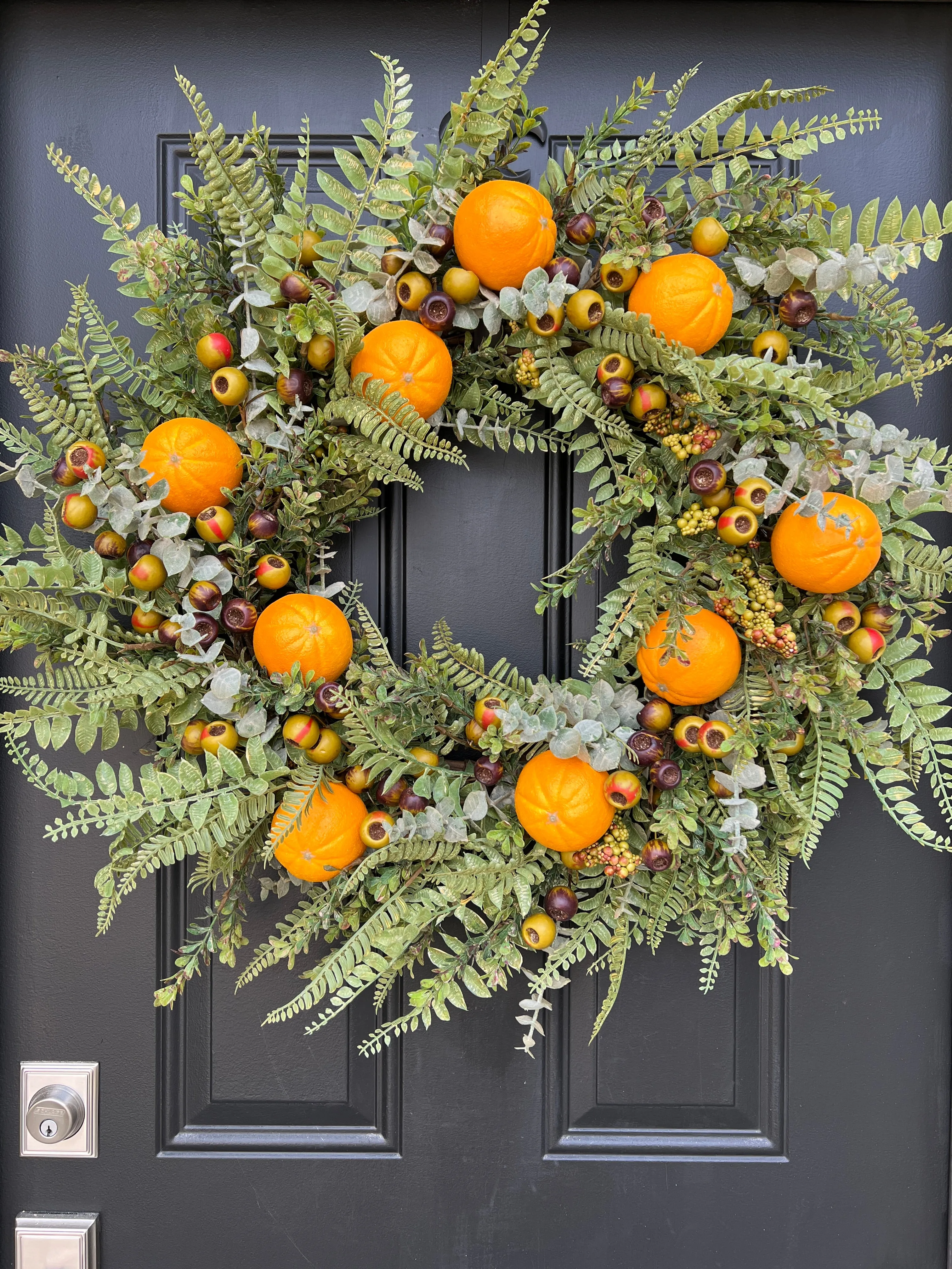 Orange Citrus Grove Wreath for Front Door with Life-Size Fruit