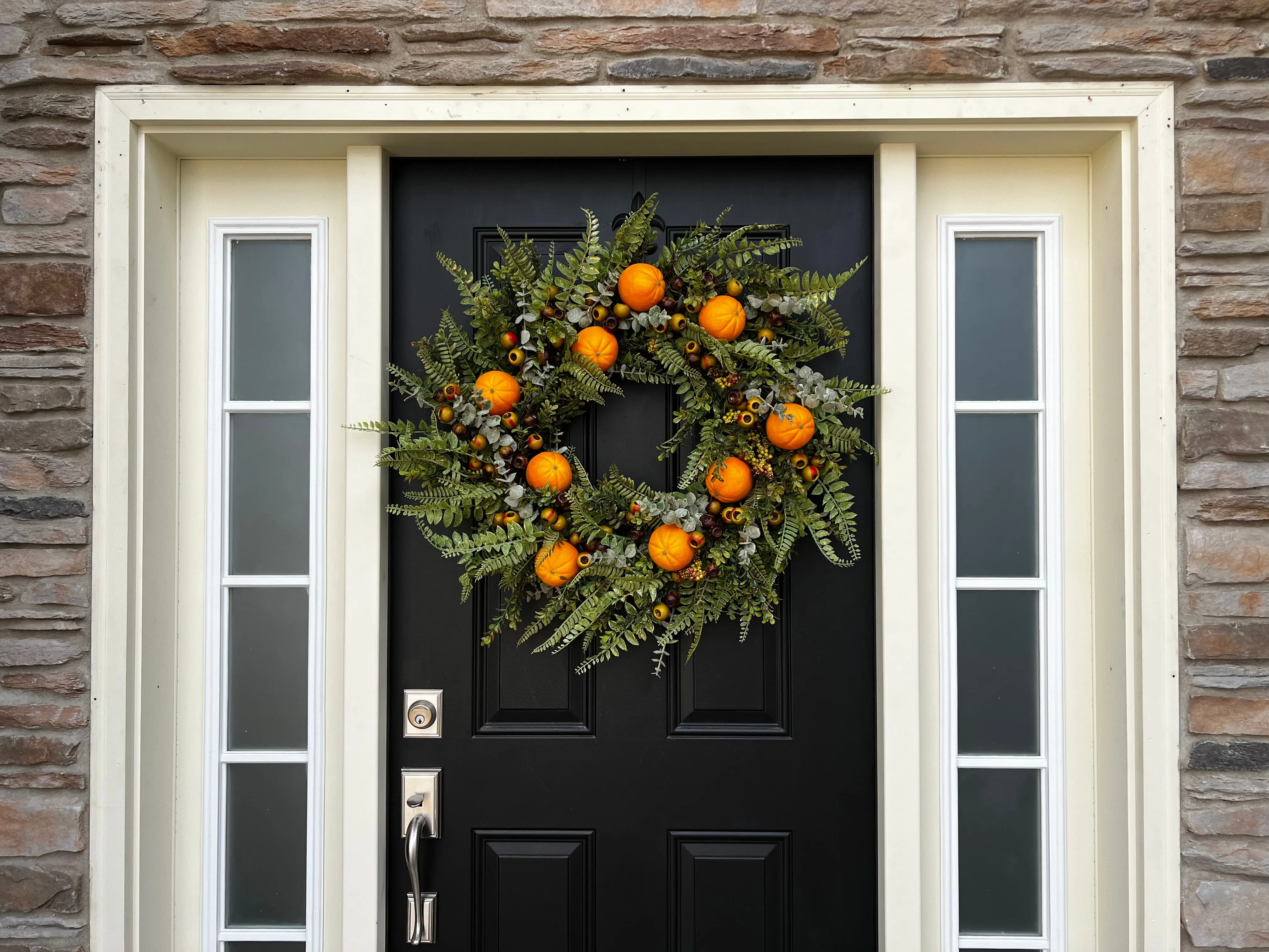 Orange Citrus Grove Wreath for Front Door with Life-Size Fruit