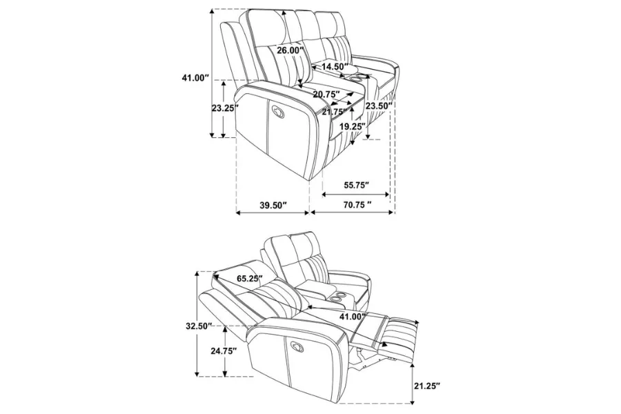 Raelynn 2-piece Upholstered Reclining Sofa Set Grey 603191-S2